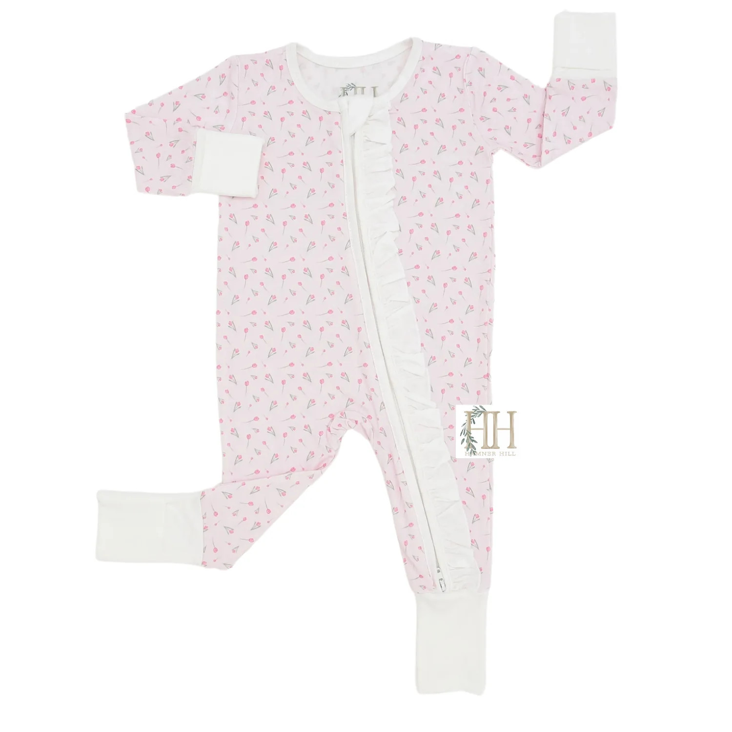 Girls Tiptoe Tulip Double Zipper Romper | Hamner Hill