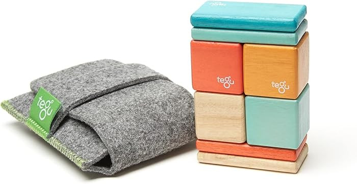 8 Piece Tegu Pocket Pouch Magnetic Wooden Block Set, Sunset | Amazon (US)