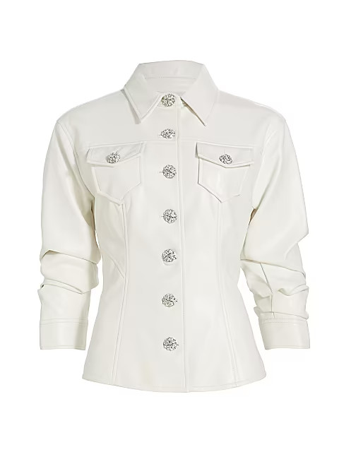 Cinq à Sept Canyon Jeweled Faux Leather Jacket | Saks Fifth Avenue