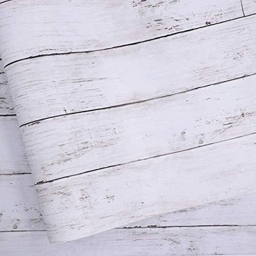 White Gray Wood Paper Self-Adhesive Removable Wood Peel and Stick Wallpaper Decorative Wall Cover... | Amazon (US)