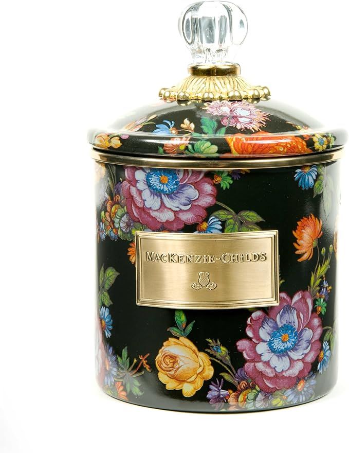 MACKENZIE-CHILDS Flower Market Canister with Lid, Decorative Food Canister, Black, Small | Amazon (US)