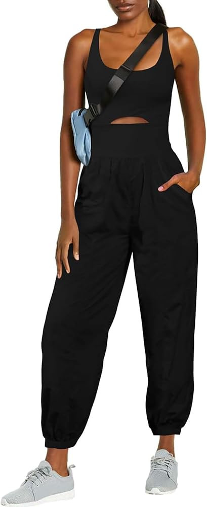 ReachMe Womens Running Onesie Athletic Romper Pants Hiking Outfits One Piece Workout Jumpsuits wi... | Amazon (US)