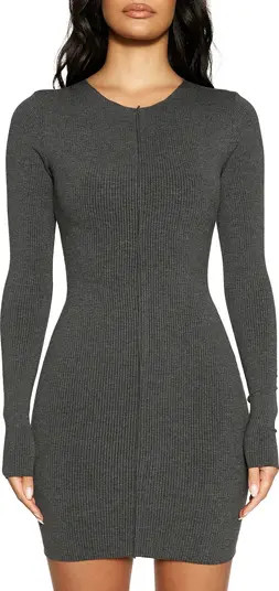 Snatched Vibes Long Sleeve Rib Knit Minidress | Nordstrom