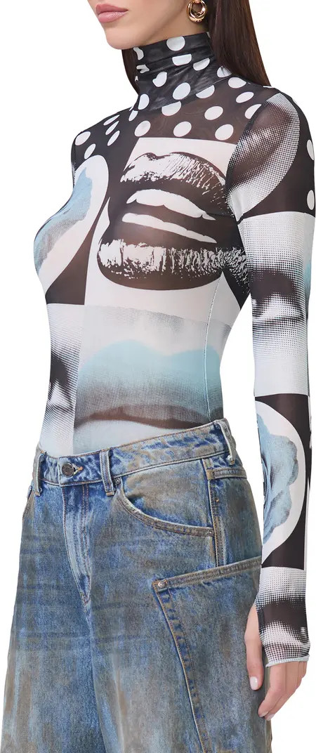 AFRM Zadie Print Sheer Mesh Top in Zebra Rose at Nordstrom, Size Medium | Nordstrom