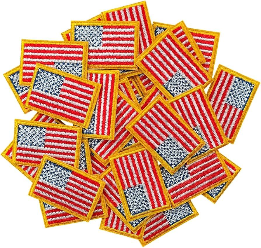 30Pcs Small American Flag Patches Patriotic Embroidered Iron-On US Flag Patch Appliques, Iron on ... | Amazon (US)