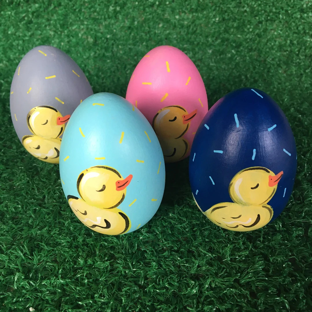 Yellow ducks on wood Easter egg with name - personalized Easter egg with baby chick - child’s E... | Etsy (US)