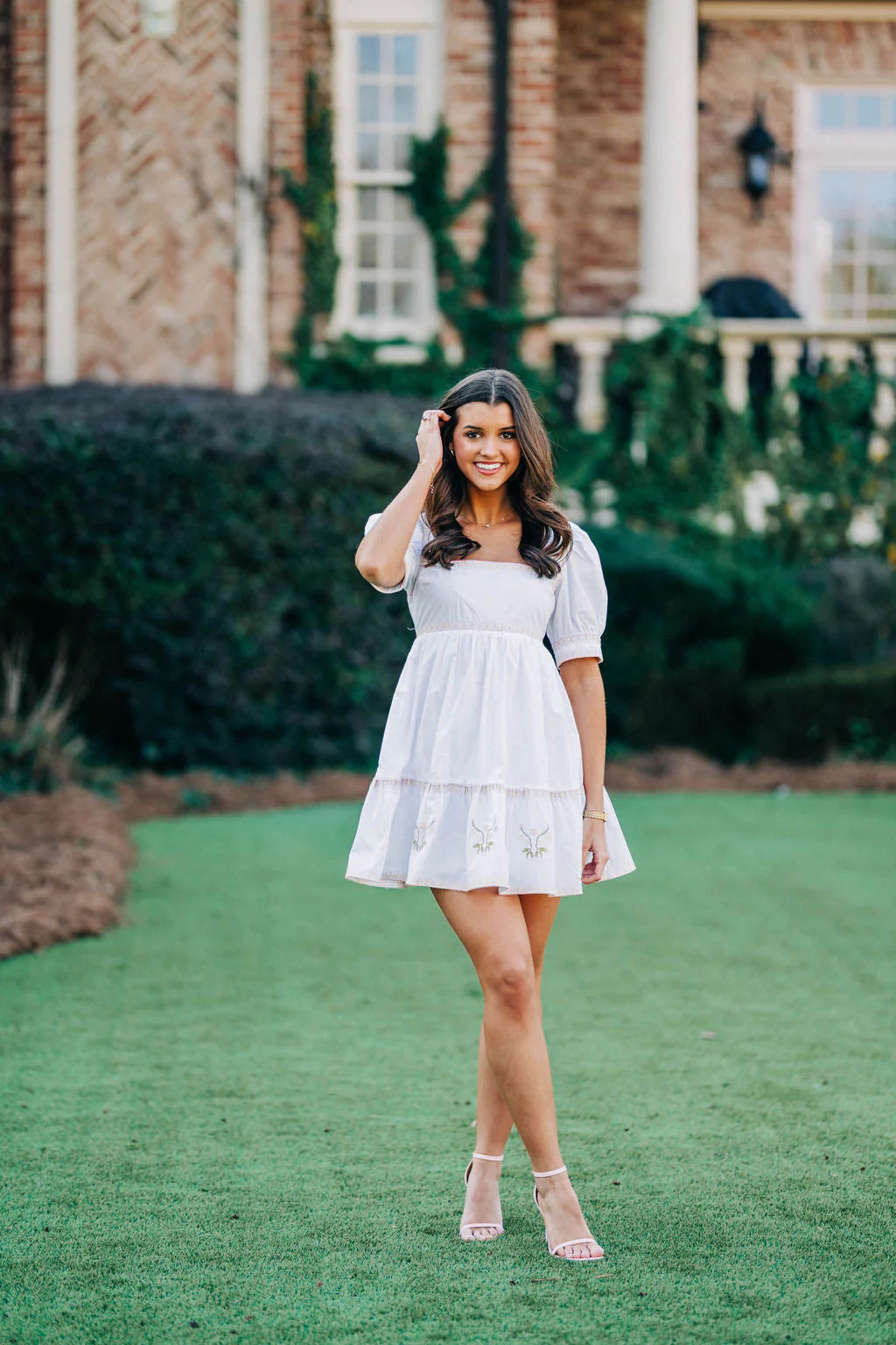 Elizabella Dress - White Pink | cocolillys