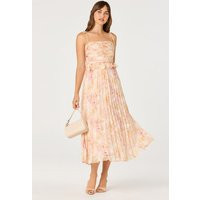 ASTR the Label | Emerys Pleated Floral Midi Dress in Pink floral |  Size M | ASTR The Label (US)
