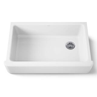 Whitehaven Undermount Farmhouse Apron Front Cast Iron 36 in. Single Bowl Kitchen Sink in White | The Home Depot