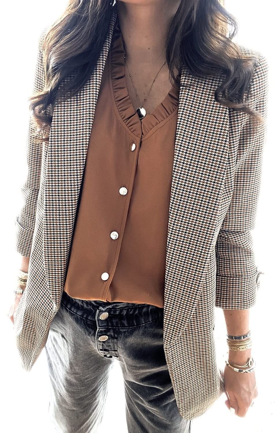 Cicy Bell Women's Long Sleeve Casual Blazer Open Front Business Work Office Blazer Jackets | Amazon (US)