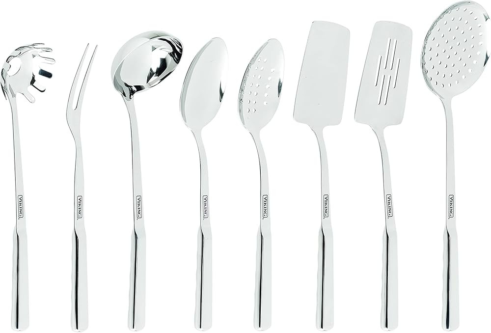Amazon.com: Viking Culinary 304 Stainless Steel Kitchen Utensil Set, Ergonomic Stay-Cool Handles,... | Amazon (US)