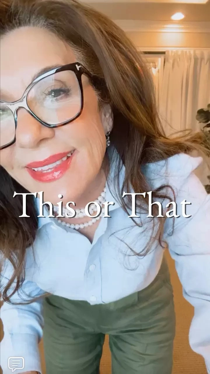 Hey cousins, I'm getting ready for an important meeting today and I can't decide which button-down to wear. Should I go with the baby blue for a fresh, vibrant look or the crisp white for a classic, clean vibe? Help me choose! 

#LTKOver40 #LTKTravel #LTKStyleTip