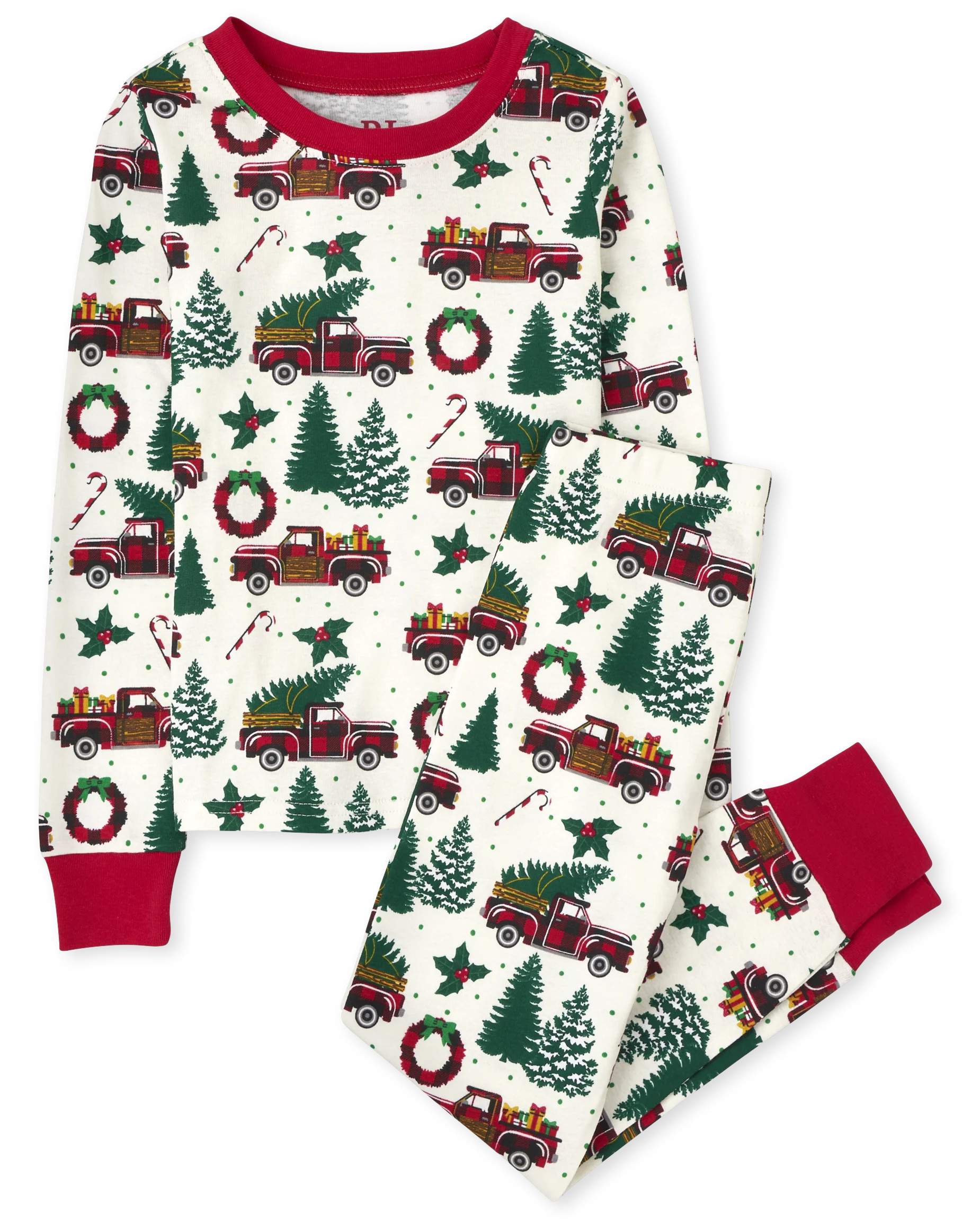 Unisex Kids Matching Family Christmas Long Sleeve Truck Print Snug Fit Cotton Pajamas | The Child... | The Children's Place