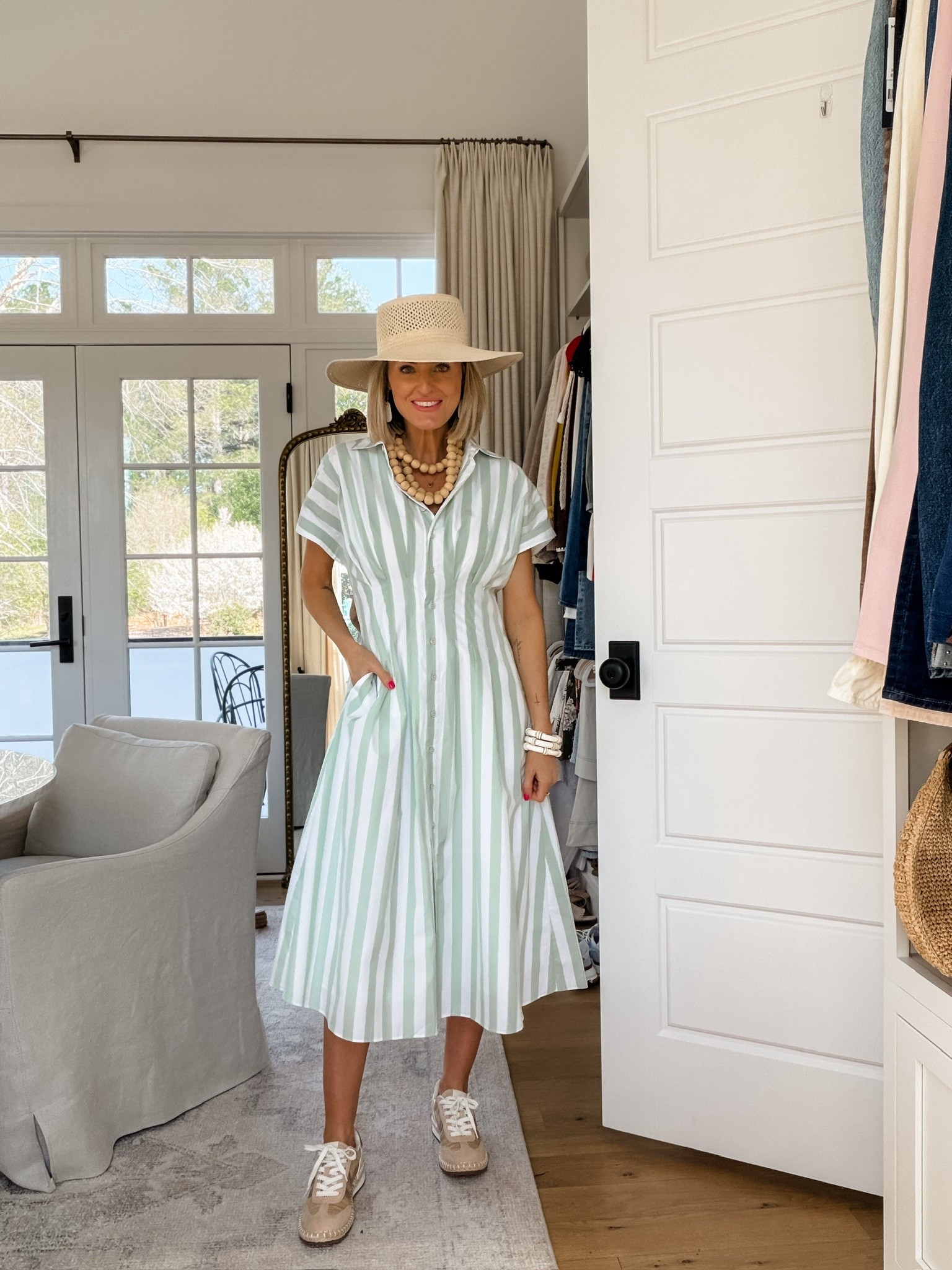 Here’s how I’d style this striped dress for the Masters! So many ways to style this all season long! Wearing size 0. 

Loverly Grey, Ann Taylor, spring dress, green and white striped dress, spring fashion, spring outfit ideas, Masters outfit ideas 

#LTKSeasonal #LTKootd