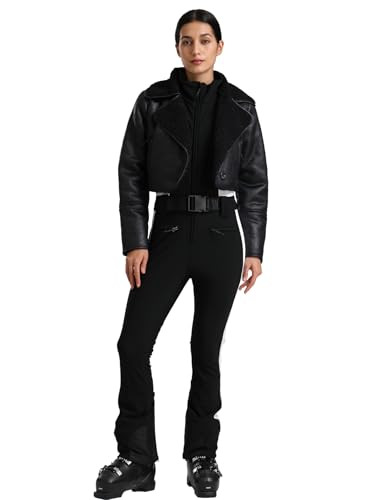 GSOU SNOW Women Ski Suit One Piece Independent Lamb Fleece Ski Jacket Waterproof Snowsuit Snowboard Jumpsuit Insulated Black White | Amazon (US)