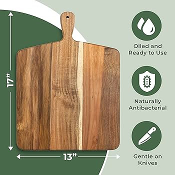 Acacia Wood Cutting Board and Chopping Board with Handle for Meat, Cheese Board, Vegetables, Brea... | Amazon (US)
