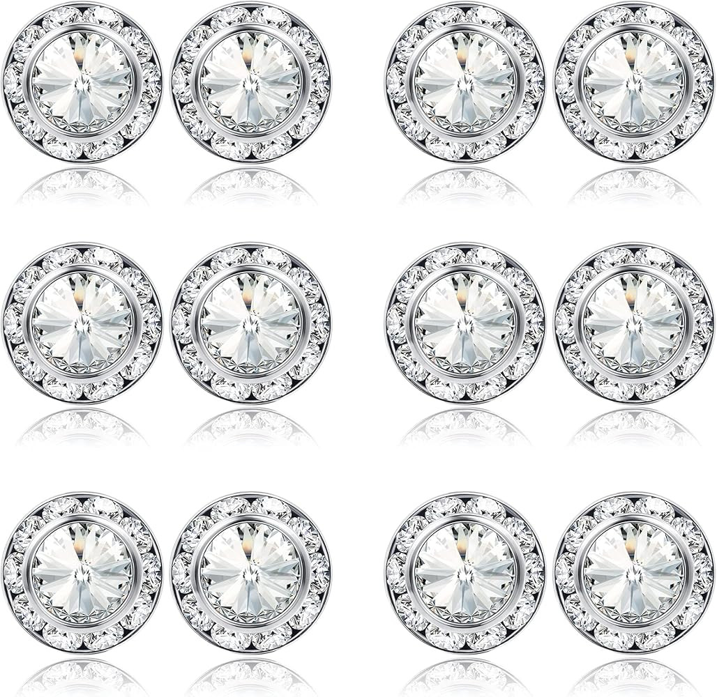 BESTEEL Rhinestone Earrings Round Shaped Acrylic Stone Inside Crystal Halo Stud Earrings for Danc... | Amazon (US)