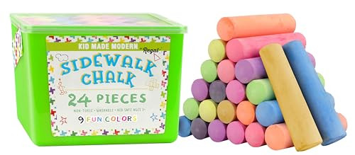 Kid Made Modern Non Toxic Sidewalk Chalk Bucket (24 Count) - Washable Colored Chalk Bulk Set for ... | Amazon (US)