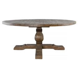 Becille French Country Brown Pine Wood Round Dining Table - 72"W | Kathy Kuo Home