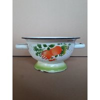 Vintage Enamel Colander Strainer With Tomato Design | Etsy (US)