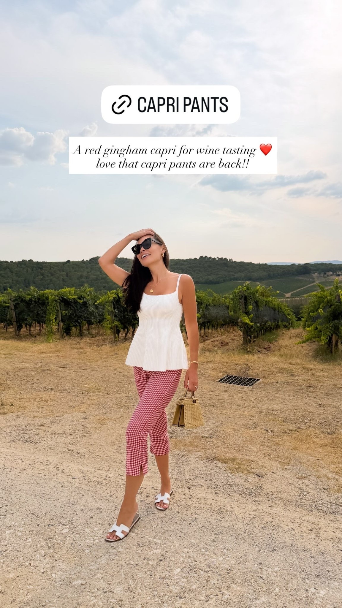 A red gingham capri for wine tasting in Tuscany, summer outfit.

#LTKootd #LTKSeasonal #LTKstorytime