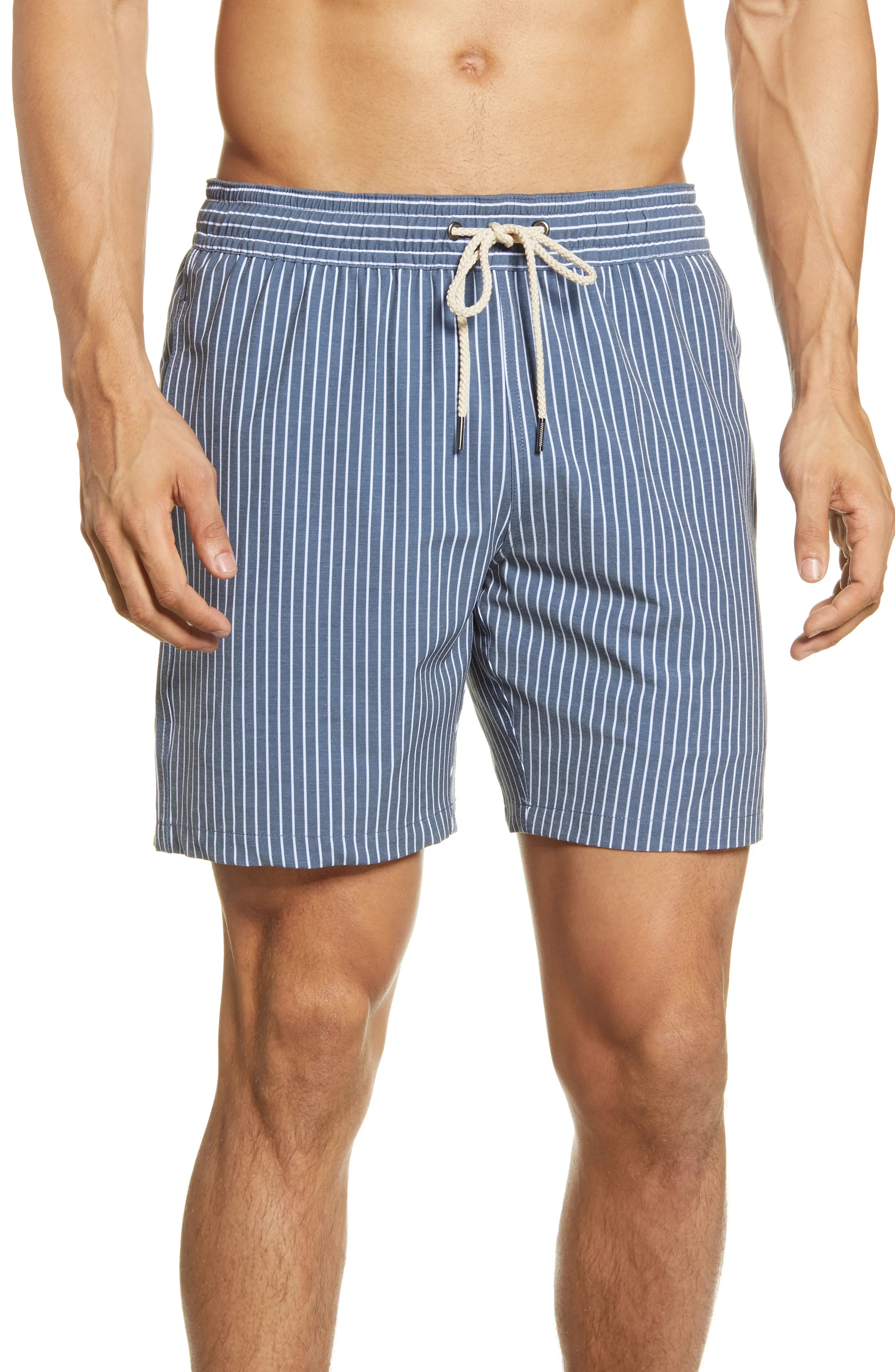 Men's Fair Harbor Bayberry Stripe Swim Trunks, Size Medium - Blue | Nordstrom