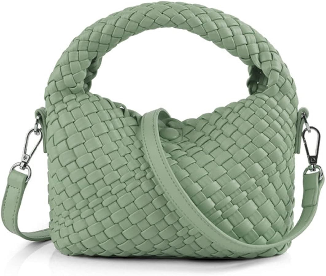 Women Woven Tote Small Crossbody Bag, Weave Quilted Purse Square Shoulder Bag Woven Handbag with ... | Amazon (US)