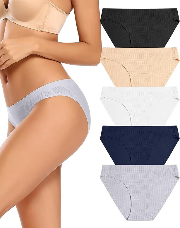 voenxe Women Bikini Underwear,Seamless Breathable Ladies Panties,No Show Comfortable Briefs Undie... | Amazon (US)