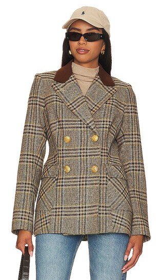 Patch Pocket Wedding Blazer in Tan Plaid | Revolve Clothing (Global)