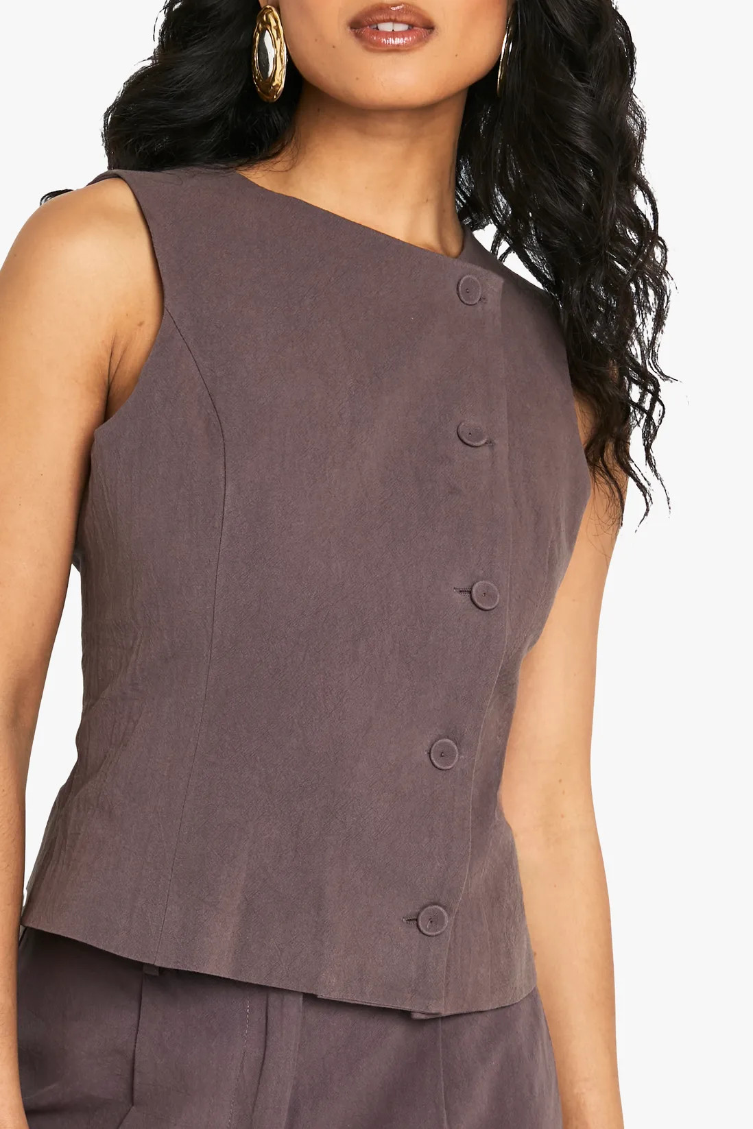 Tops | Linen Asymmetric Tailored Waistcoat | boohoo | Boohoo.com (UK & IE)