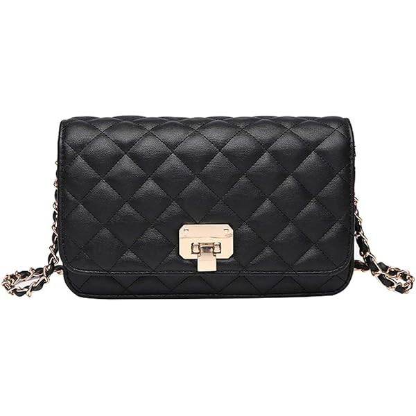 FOXLOVER Quilted Crossbody Purse for Women Faux Leather Trendy Ladies Shoulder Bag with Chain | Amazon (US)