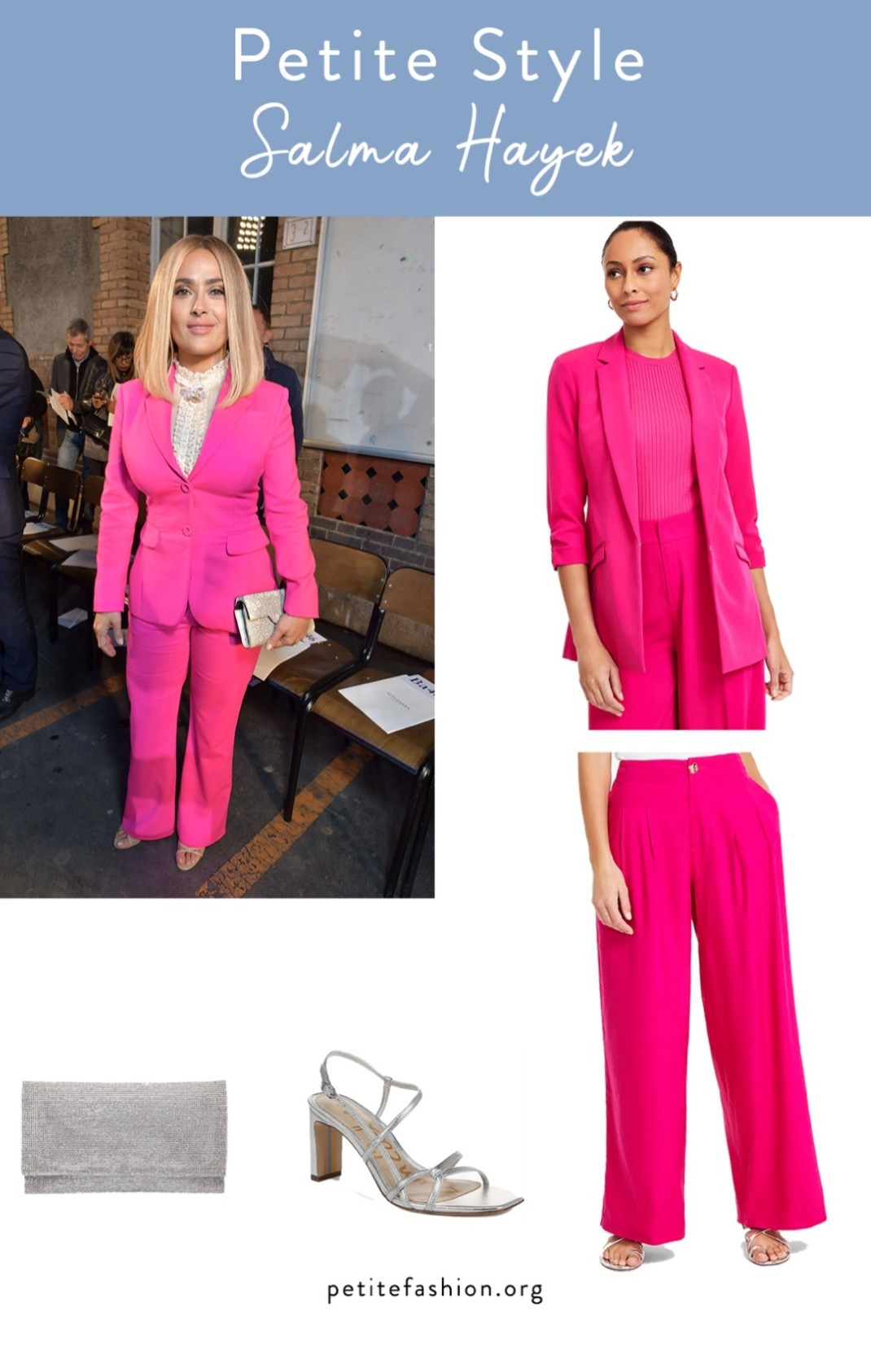 To get Salma Hayek's petite look here, opt for a structured blazer. 

#LTKMidsize #LTKPetite #LTKStyleTip