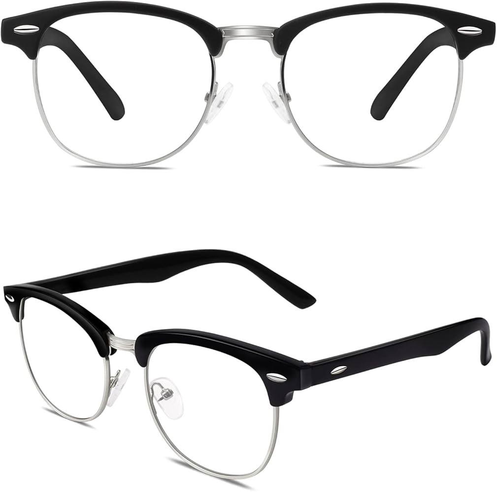 Happy Store CN56 Vintage Inspired Classic Horn Rimmed Nerd UV400 Clear Lens Glasses | Amazon (US)