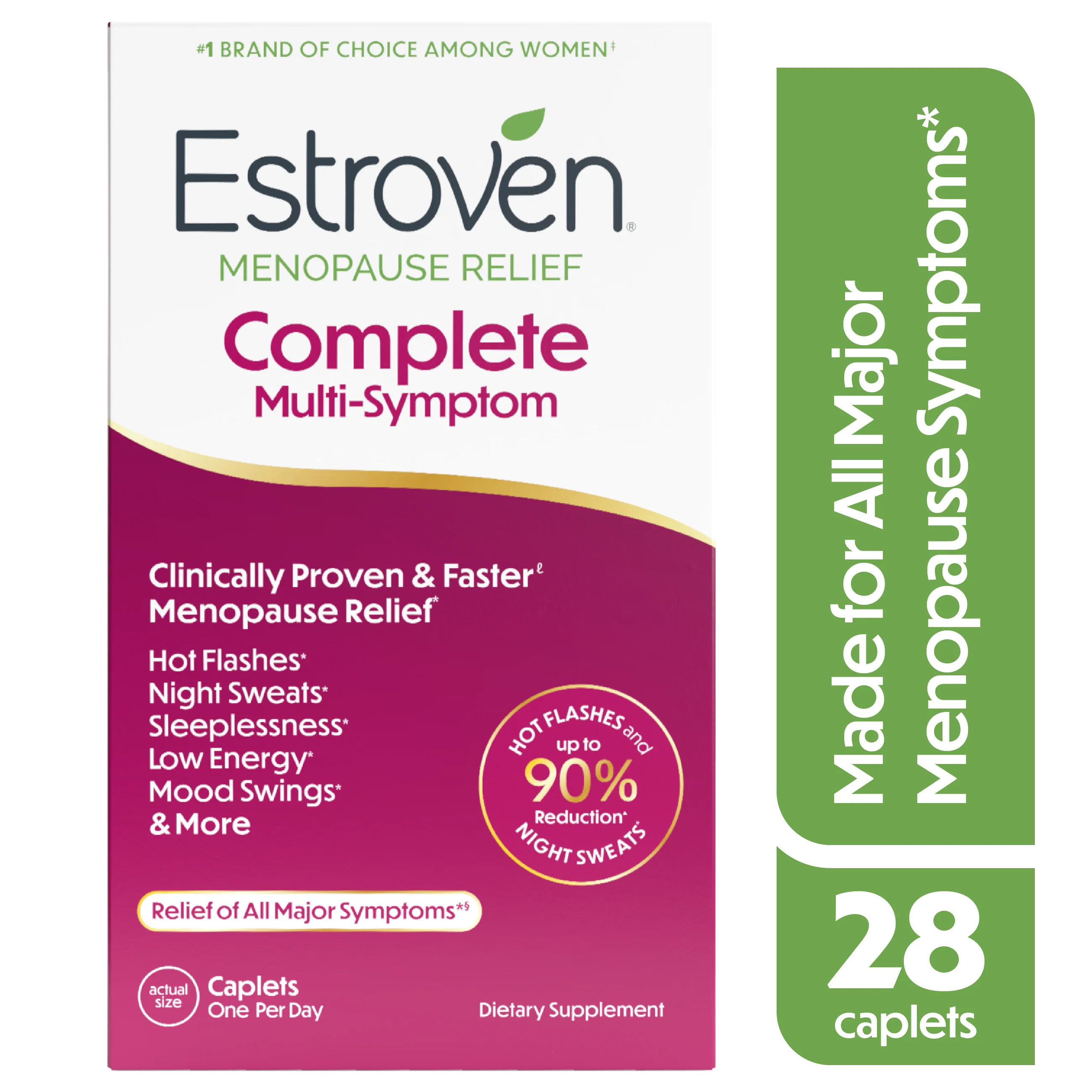 Estroven Complete Multi-Symptom Menopause Relief with Rhapontic Rhubarb Root Extract, 28 Count | Walmart (US)