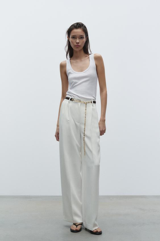 DARTED WIDE-LEG TROUSERS | Zara UK