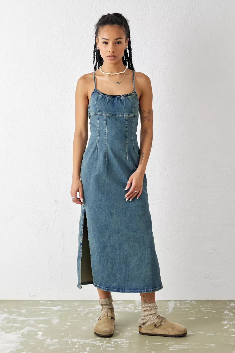 BDG Reine Tinted Denim Midi Dress | Urban Outfitters (US and RoW)