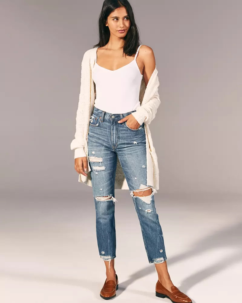 Ripped High Rise Mom Jeans | Abercrombie & Fitch US & UK