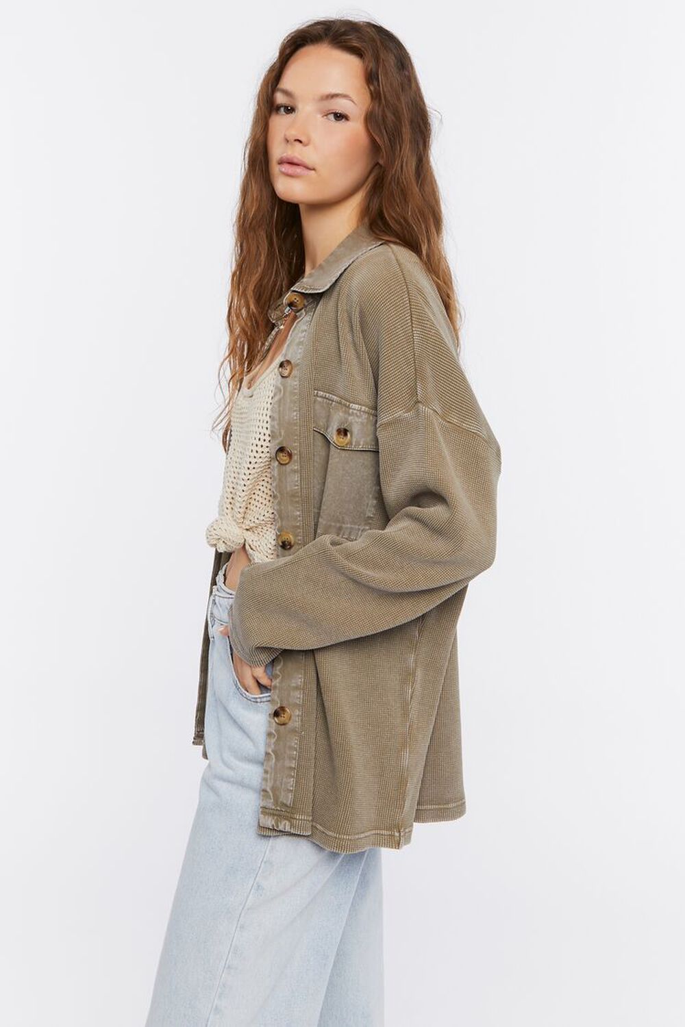 Drop-Sleeve Button-Up Shacket | Forever 21 | Forever 21 (US)