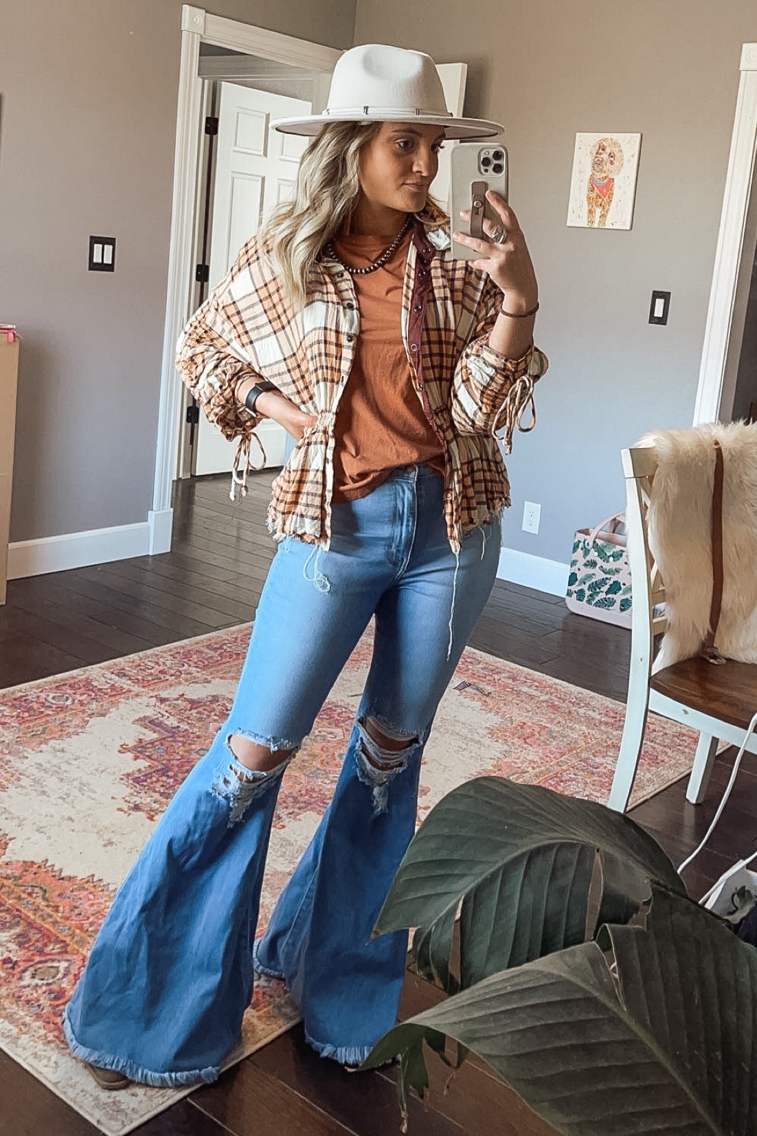 Fall outfit. Bell bottoms. Free people shirt. 

#LTKSeasonal #LTKunder100 #LTKstyletip