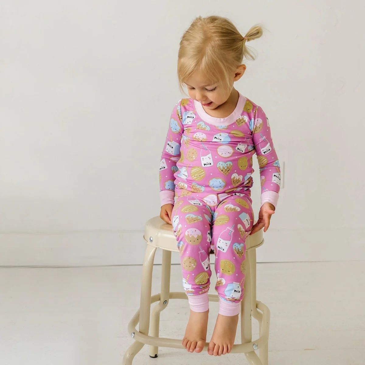 Pink Cookies & Milk Two-Piece Pajama Set | Little Sleepies