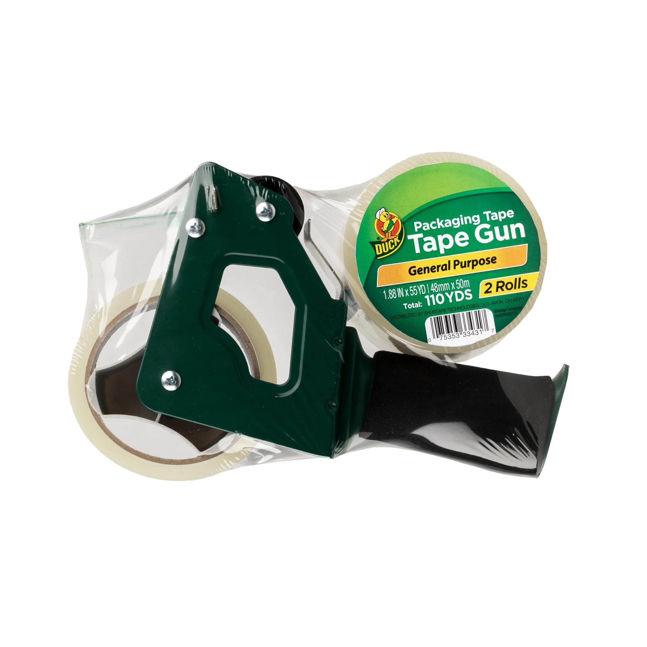 Duck General Purpose Packing Tape Gun with Foam Handle, Clear, 1.88 in x 55 yd, 2 Rolls | Walmart (US)