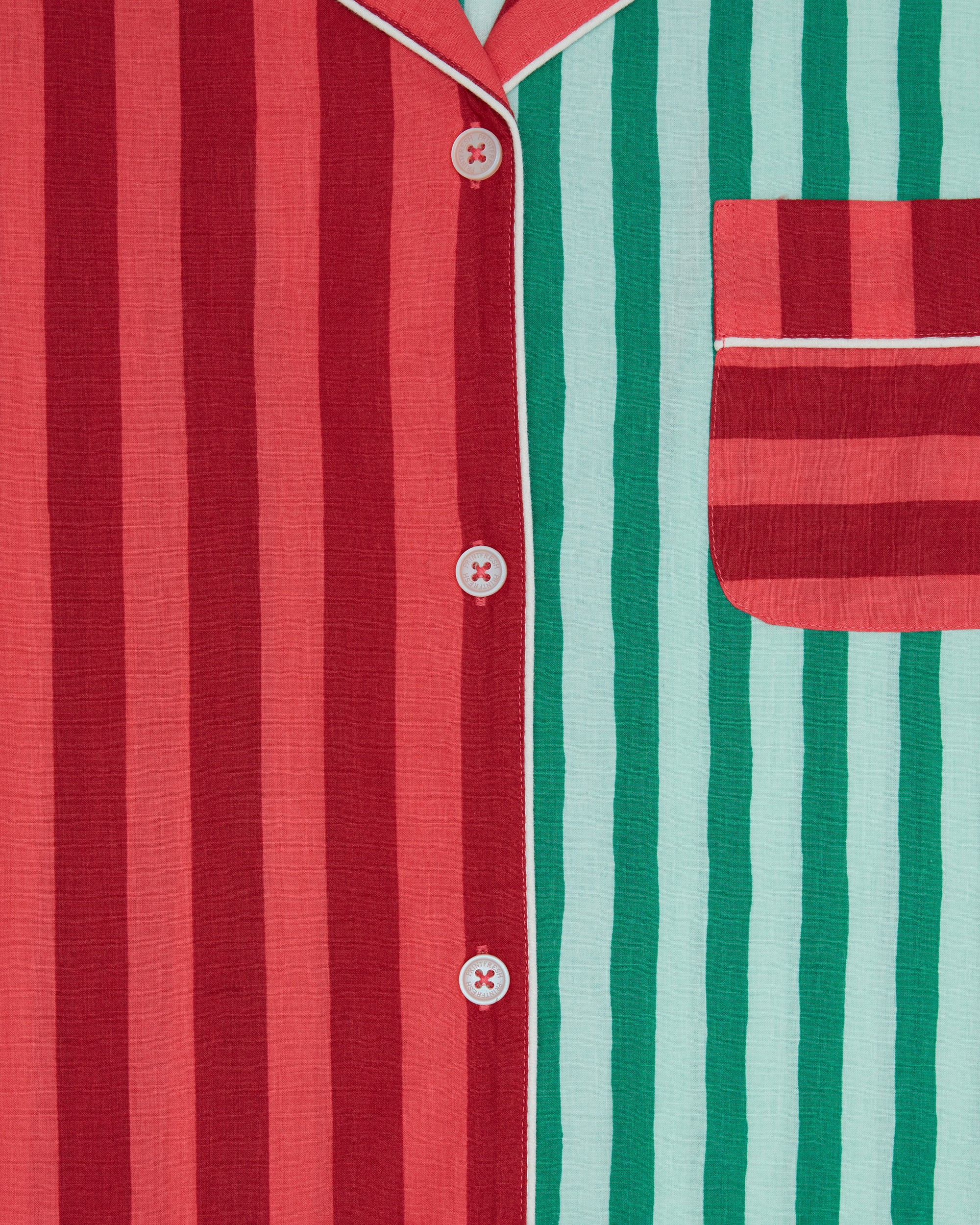Holiday Stripes - Women's Organic Cotton Long PJ Set - Spearmint & Peppermint | Printfresh
