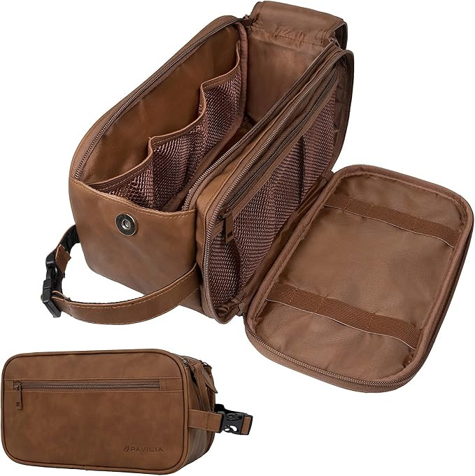 PAVILIA Toiletry Bag for Men, Travel Essentials Shaving Dopp Kit, Mens Travel Bag Toiletries Orga... | Amazon (US)
