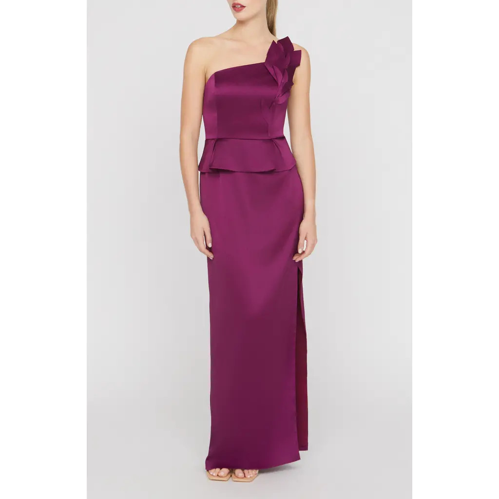 Kay Unger Kiara One-Shoulder Gown in Mulberry at Nordstrom, Size 8 | Nordstrom