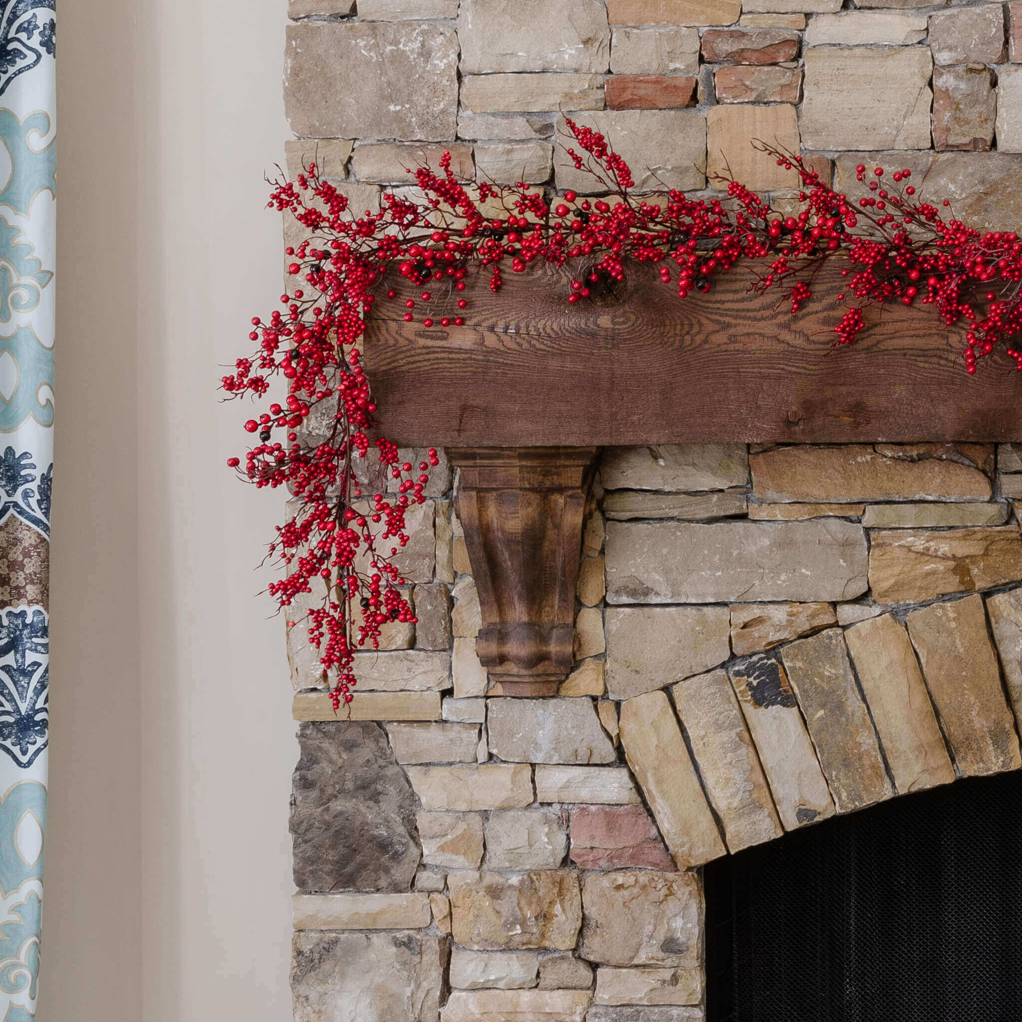 6' X 12" Red Berry Garland Unlit | King of Christmas