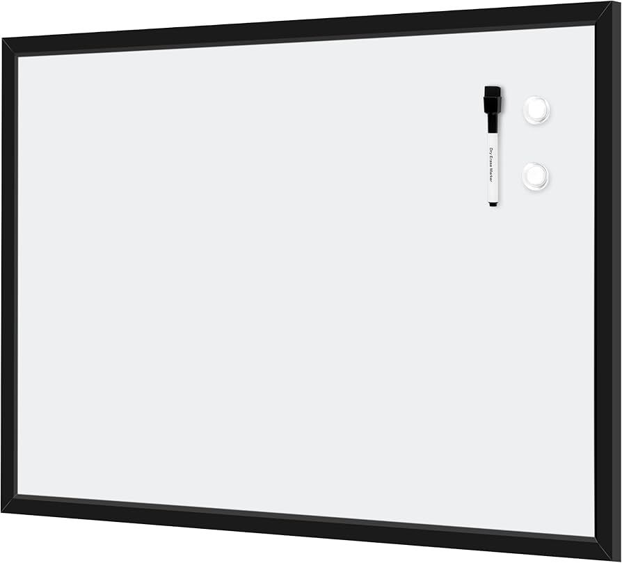 Amazon Basics Magnetic Dry Erase White Board, 35 x 23-Inch Whiteboard - Black Wooden Frame | Amazon (US)