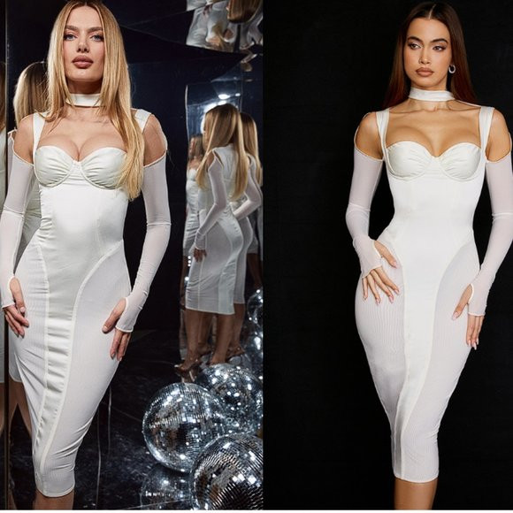 HOUSE OF CB 'Talika' Ivory Corset Midi Dress NWOT | Poshmark