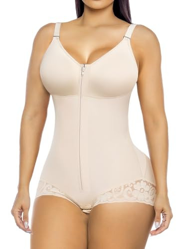 YIANNA Fajas Colombianas Moldeadoras Postpartum Tummy Control Shapewear for Women Full Body Shaper Girdles Compression Garment, YA7508-Beige-S | Amazon (US)