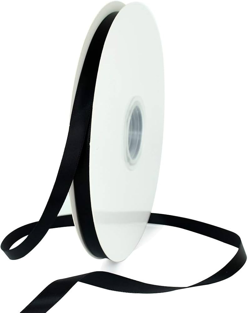 TONIFUL 3/8 Inch x 100yds Black Satin Ribbon Thin Solid Fabric Ribbons Roll for Gift Wrapping Inv... | Amazon (US)