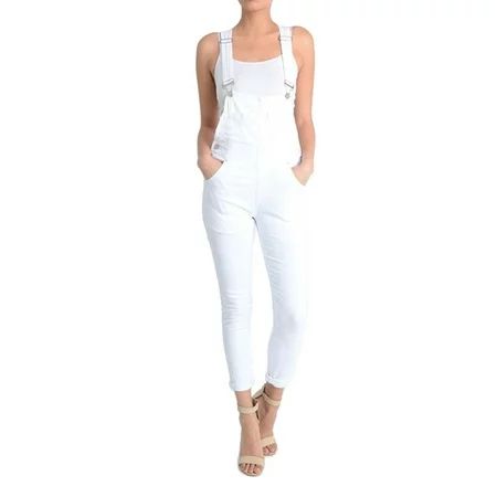 G-Style USA Women's Skinny Solid Overalls RJHO378 - White - Medium | Walmart (US)
